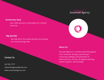 Free Bifold creative advertising agency brochure Template to Edit Online