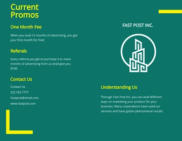 Free Bifold Advertising company brochure Template to Edit Online