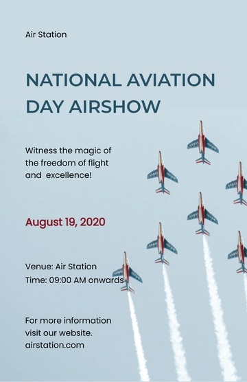 Free National Aviation Day Airshow Poster Template to Edit Online