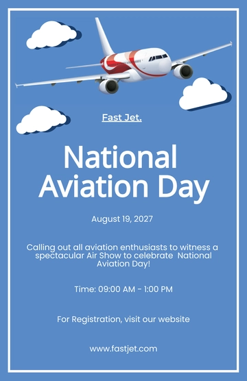 Free Simple National Aviation Day Poster Template to Edit Online