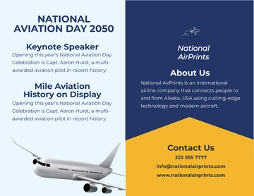 Free National Aviation Day Brochure Template to Edit Online