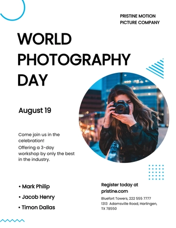 Free World Photography Day Leaflet Template to Edit Online
