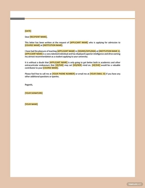 School Reference Letter