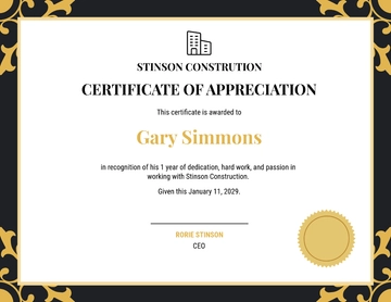 Free 1st Year Work Anniversary Certificate Template to Edit Online