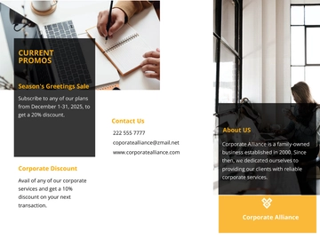 Free Trifold Business Agency Brochure Template to Edit Online