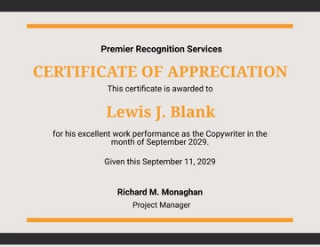 Free Appreciation Employee of the Month Certificate Template to Edit Online