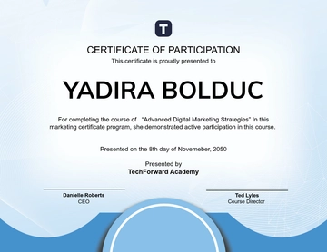 Free Course Participation Certificate Template to Edit Online