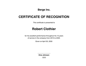 Free Employee Years Of Service Recognition Template to Edit Online