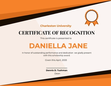 Free Scholarship Recognition Certificate Template to Edit Online