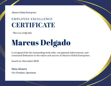 Free Corporate Employee Excellence Certificate Template to Edit Online | Template.net
