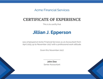 Free Accountant Job Experience Certificate Template to Edit Online