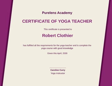 Free Yoga Teacher Certificate Template to Edit Online