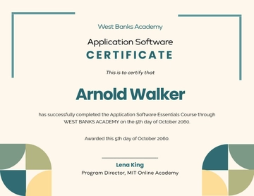 Free Application Software Certificate Course Template to Edit Online | Template.net