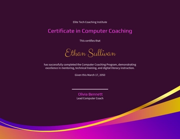 Free Computer Coaching Certificate Template to Edit Online | Template.net
