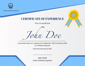 Free Software Experience Certificate Template to Edit Online