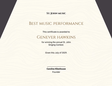 Free Music Competition Certificate Template to Edit Online