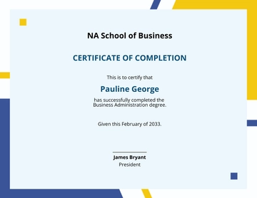 Free Business Administration Certificate Template to Edit Online