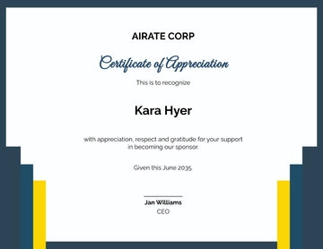 Free Sponsor Thank You Certificate Template to Edit Online