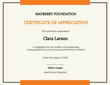 Free Music Performance Certificate Template to Edit Online