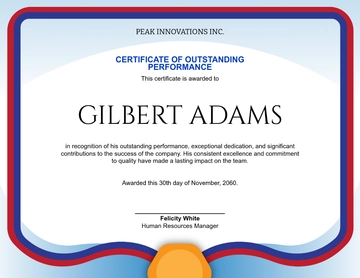 Free Outstanding Performance Certificate Template to Edit Online