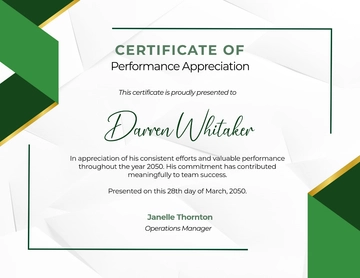 Free performance appreciation certificate Template to Edit Online