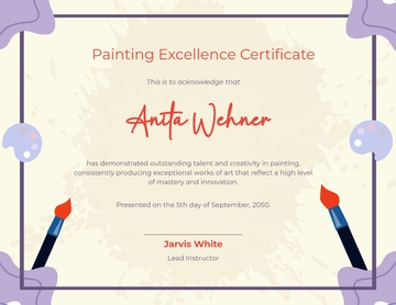 Free Painting Excellence Certificate Template to Edit Online