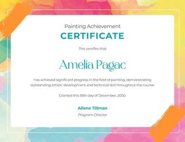 Free Painting Achievement Certificate Template to Edit Online