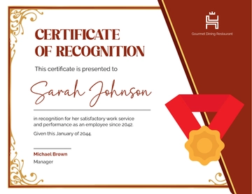 Free Restaurant Work Experience Certificate Template to Edit Online