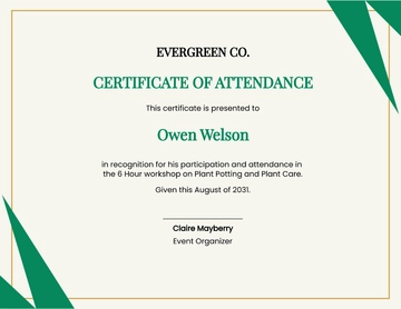 Free certificate for attending workshop Template to Edit Online