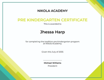 Free Pre Kindergarten Certificate Template to Edit Online