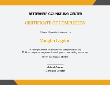 Free Anger Management Certificate Template to Edit Online