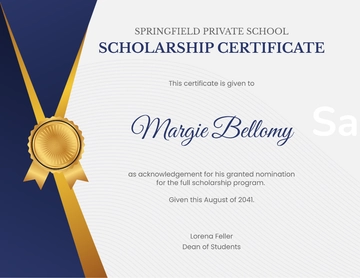 Free Scholarship Certificate Template to Edit Online