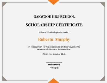 Free School Scholarship Certificate Template to Edit Online