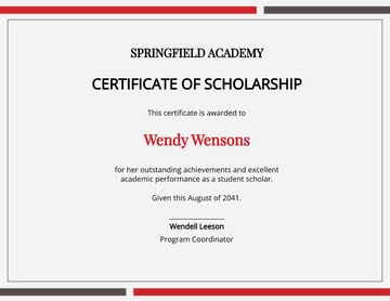 Free Printable Scholarship Certificate Template to Edit Online