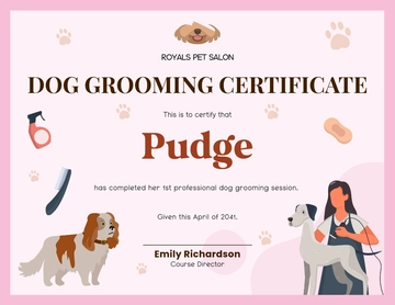 Free Certificate For Dog Grooming Template to Edit Online