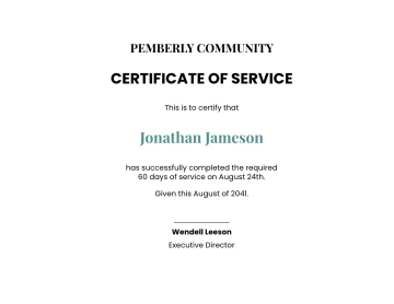 Free Service Certificate Template to Edit Online