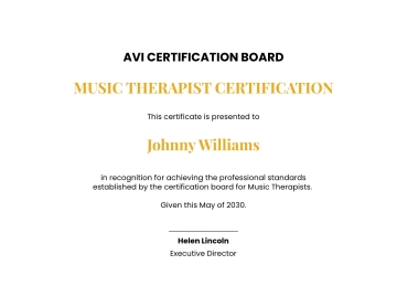 Free Music Therapy Certification Template to Edit Online