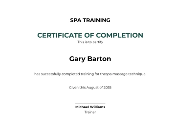 Free Spa Massage Certificate Template to Edit Online
