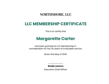 Free LLC Membership Certificate Template to Edit Online