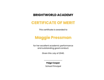Free Merit certificate for school students Template to Edit Online