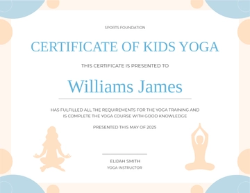 Free Aesthetic Kids Yoga Certificate Template to Edit Online