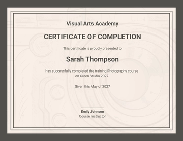Free Photography Training Certificate Template to Edit Online
