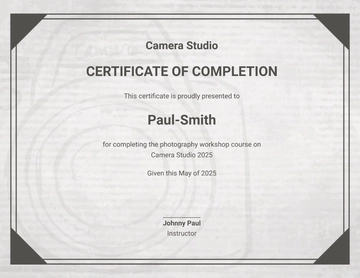 Free Photography Workshop Certificate Template to Edit Online