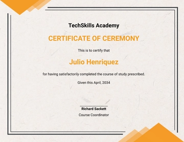 Free Editable Certificate of Training Ceremony College Graduate Template to Edit Online