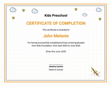 Free Preschool Graduation Ceremony Certificate Template to Edit Online