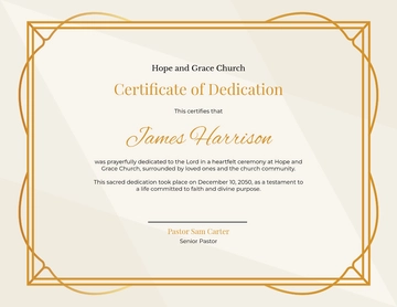 Free Church Certificate Of Dedication Template to Edit Online | Template.net