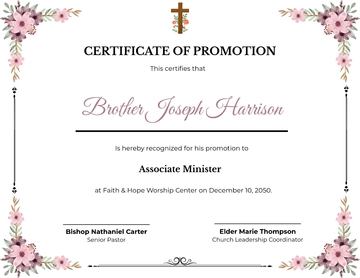 Free Church Certificate Of Promotion Template to Edit Online