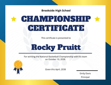 Free Champion Certificate Template to Edit Online