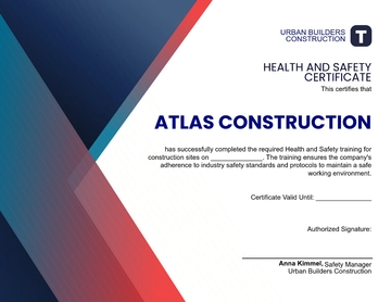 Free Health and Safety Certificate Template to Edit Online