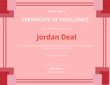 Free Excellence Corporate Certificate Template to Edit Online